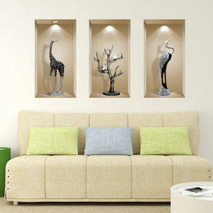 HomeRoots Set of Three Apa Faux 3D Peel and Stick Wall Decals for Instant Home Upgrade and Style Boost 565383