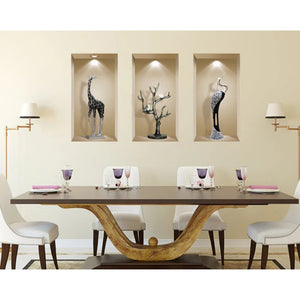 HomeRoots Set of Three Apa Faux 3D Peel and Stick Wall Decals for Instant Home Upgrade and Style Boost 565383