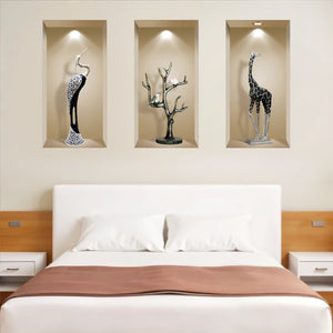 HomeRoots Set of Three Apa Faux 3D Peel and Stick Wall Decals for Instant Home Upgrade and Style Boost 565383