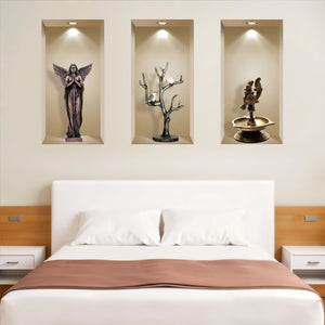 HomeRoots Set of Three Boa Faux Niche 3D Peel and Stick Wall Decals - Effortless Home Décor Upgrade! 565386