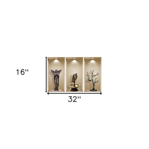 HomeRoots Set of Three Boa Faux Niche 3D Peel and Stick Wall Decals - Effortless Home Décor Upgrade! 565386