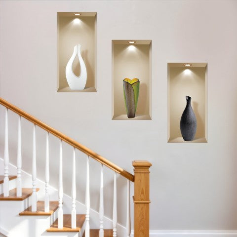 Homeroots Set Of Three Bon Faux 3d Peel And Stick Wall Decals - Transform Your Space With Easy Art!  Vinyl 565388