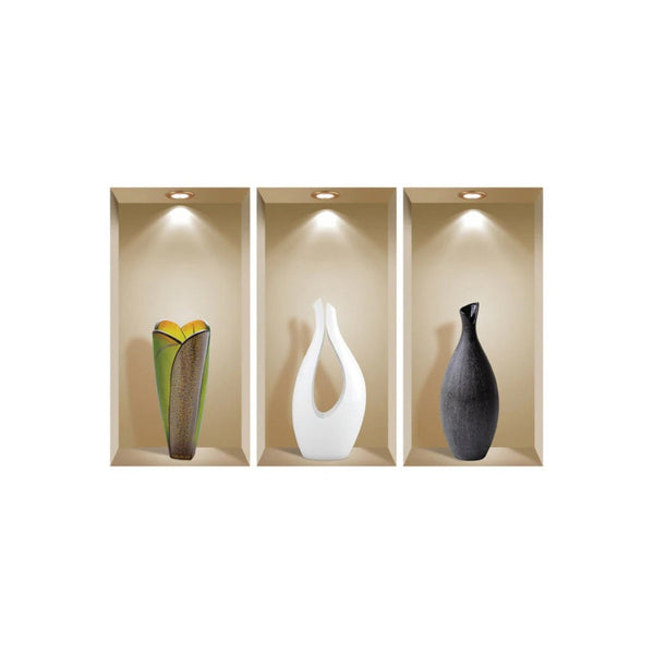 HomeRoots Set of Three Gia Faux Niche 3D Peel-and-Stick Wall Decals for Instant Designer Home Makeover 565389