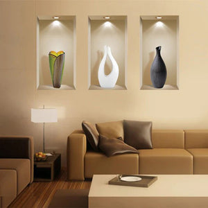 HomeRoots Set of Three Gia Faux Niche 3D Peel-and-Stick Wall Decals for Instant Designer Home Makeover 565389