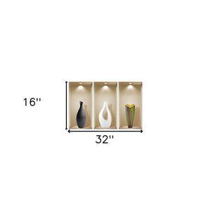 HomeRoots Set of Three Gia Faux Niche 3D Peel-and-Stick Wall Decals for Instant Designer Home Makeover 565389