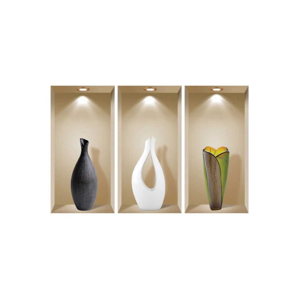 HomeRoots Set of Three Gia Faux Niche 3D Peel-and-Stick Wall Decals for Instant Designer Home Makeover 565389