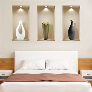 HomeRoots Set of Three Gia Faux Niche 3D Peel-and-Stick Wall Decals for Instant Designer Home Makeover 565389
