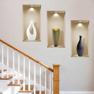 HomeRoots Set of Three Gia Faux Niche 3D Peel-and-Stick Wall Decals for Instant Designer Home Makeover 565389