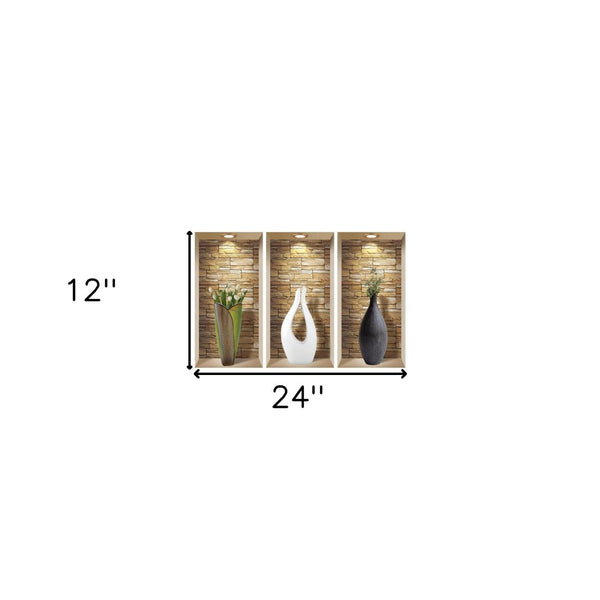 Homeroots Set Of Three Gus Faux Niche 3d Peel And Stick Wall Decals For Stunning Home Decor Enhancements  Vinyl 565391