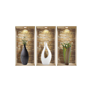 HomeRoots Set of Three Faux Niche 3D Peel and Stick Wall Decals for Instant Home Décor Transformation 565392