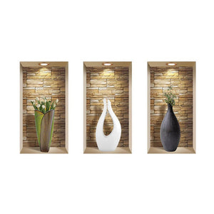 HomeRoots Set of Three Faux Niche 3D Peel and Stick Wall Decals for Instant Home Décor Transformation 565392