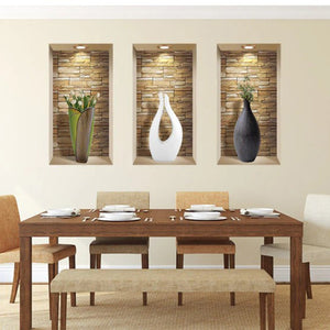 HomeRoots Set of Three Faux Niche 3D Peel and Stick Wall Decals for Instant Home Décor Transformation 565392
