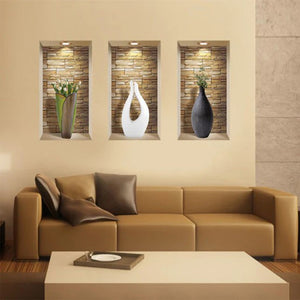 HomeRoots Set of Three Faux Niche 3D Peel and Stick Wall Decals for Instant Home Décor Transformation 565392
