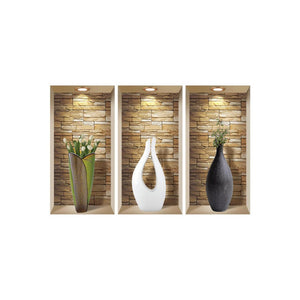 HomeRoots Set of Three Faux Niche 3D Peel and Stick Wall Decals for Instant Home Décor Transformation 565392