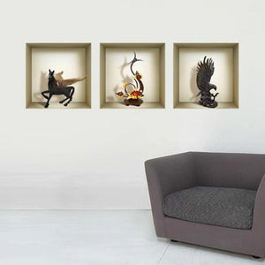 Homeroots Set Of Three Hag Faux Niche Wall Decals - Stylish 3d Peel And Stick Art For Instant Room Makeover  Vinyl 565394