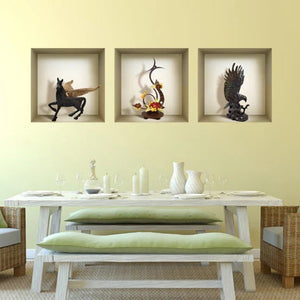Homeroots Set Of Three Hag Faux Niche Wall Decals - Stylish 3d Peel And Stick Art For Instant Room Makeover  Vinyl 565394