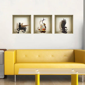 Homeroots Set Of Three Hag Faux Niche Wall Decals - Stylish 3d Peel And Stick Art For Instant Room Makeover  Vinyl 565394