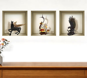 Homeroots Set Of Three Hag Faux Niche Wall Decals - Stylish 3d Peel And Stick Art For Instant Room Makeover  Vinyl 565394