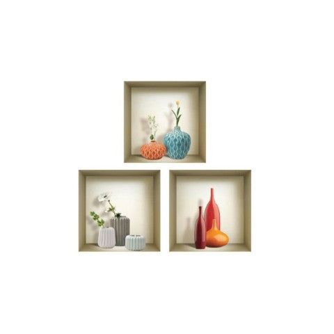 Homeroots Set Of Three Len Faux 3d Peel And Stick Wall Decals - Transform Your Space With Stylish Dimensions!  Vinyl 565397