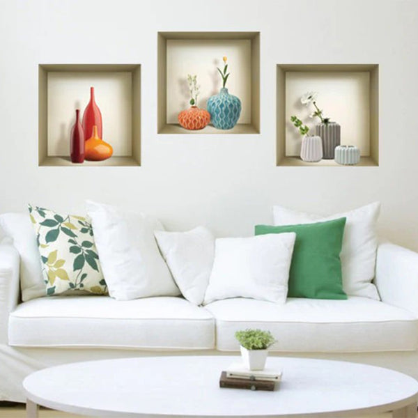 Homeroots Set Of Three Len Faux 3d Peel And Stick Wall Decals - Transform Your Space With Stylish Dimensions!  Vinyl 565397