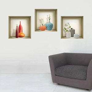 Homeroots Set Of Three Len Faux 3d Peel And Stick Wall Decals - Transform Your Space With Stylish Dimensions!  Vinyl 565397