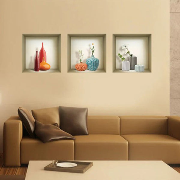 Homeroots Set Of Three Len Faux 3d Peel And Stick Wall Decals - Transform Your Space With Stylish Dimensions!  Vinyl 565397