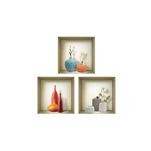 Homeroots Set Of Three Len Faux 3d Peel And Stick Wall Decals - Transform Your Space With Stylish Dimensions!  Vinyl 565397