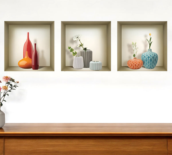 Homeroots Set Of Three Len Faux 3d Peel And Stick Wall Decals - Transform Your Space With Stylish Dimensions!  Vinyl 565397