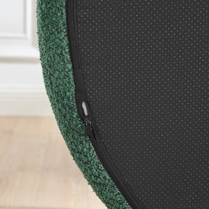 English Elm Modern Oval Bouclé Lounge Chair with Sculpted Armrest for Bedroom or Living Room Green W487P456127