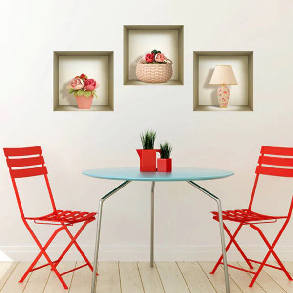 Homeroots Set Of Three Leo Faux Niche 3d Wall Decals - Easy Peel And Stick Art For Stunning Room Transformations  Vinyl 565400