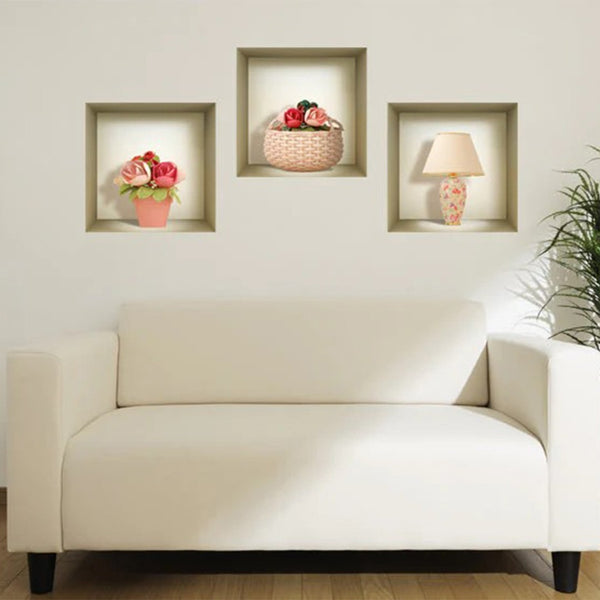 Homeroots Set Of Three Leo Faux Niche 3d Wall Decals - Easy Peel And Stick Art For Stunning Room Transformations  Vinyl 565400