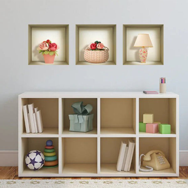 Homeroots Set Of Three Leo Faux Niche 3d Wall Decals - Easy Peel And Stick Art For Stunning Room Transformations  Vinyl 565400