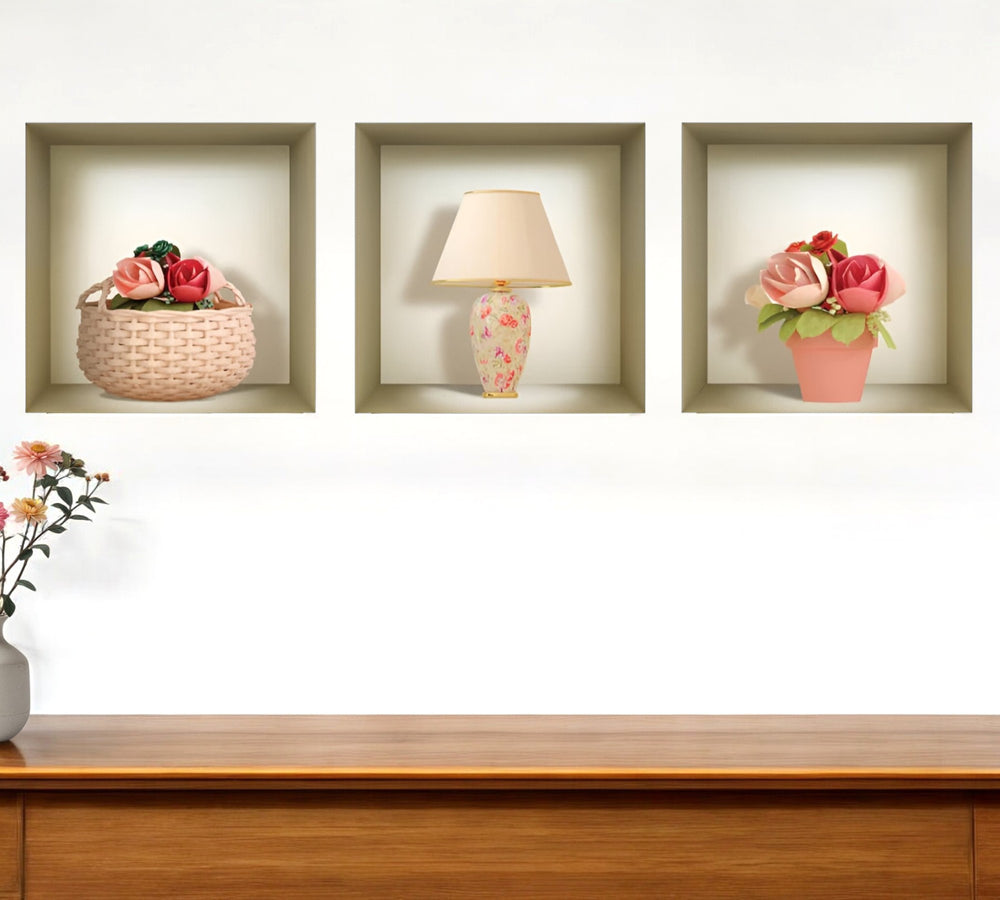 Homeroots Set Of Three Leo Faux Niche 3d Wall Decals - Easy Peel And Stick Art For Stunning Room Transformations  Vinyl 565400