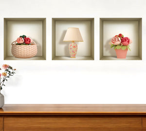 Homeroots Set Of Three Leo Faux Niche 3d Wall Decals - Easy Peel And Stick Art For Stunning Room Transformations  Vinyl 565400