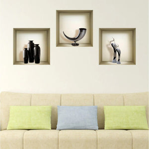 Homeroots Set Of Three Ian Faux 3d Peel And Stick Wall Decals - Easy Install, Designer Style & Color For Your Walls  Vinyl 565403