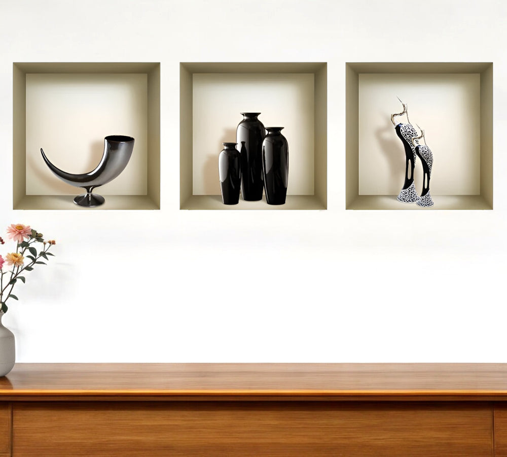 Homeroots Set Of Three Ian Faux 3d Peel And Stick Wall Decals - Easy Install, Designer Style & Color For Your Walls  Vinyl 565403