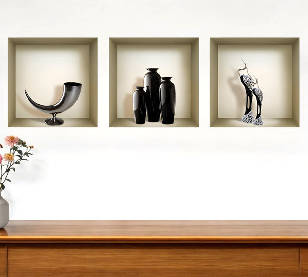 Homeroots Set Of Three Ian Faux 3d Peel And Stick Wall Decals - Easy Install, Designer Style & Color For Your Walls  Vinyl 565403