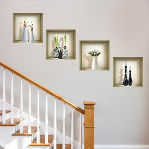 Homeroots Set Of Four Ari Faux 3d Peel And Stick Wall Decals – Transform Your Space With Stylish Illusions!  Vinyl 565406