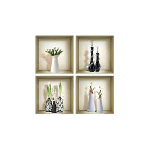 Homeroots Set Of Four Ari Faux 3d Peel And Stick Wall Decals – Transform Your Space With Stylish Illusions!  Vinyl 565406