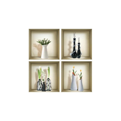 Homeroots Set Of Four Ari Faux 3d Peel And Stick Wall Decals – Transform Your Space With Stylish Illusions!  Vinyl 565406