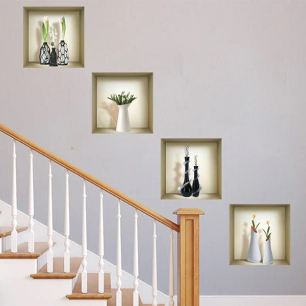 Homeroots Set Of Four Ari Faux 3d Peel And Stick Wall Decals – Transform Your Space With Stylish Illusions!  Vinyl 565406