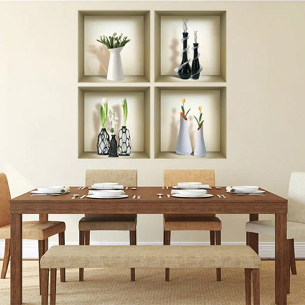 Homeroots Set Of Four Ari Faux 3d Peel And Stick Wall Decals – Transform Your Space With Stylish Illusions!  Vinyl 565406