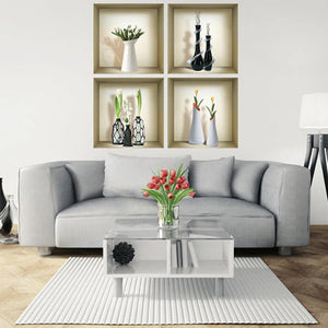 Homeroots Set Of Four Ari Faux 3d Peel And Stick Wall Decals – Transform Your Space With Stylish Illusions!  Vinyl 565406