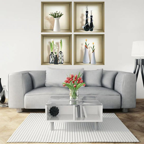 Homeroots Set Of Four Ari Faux 3d Peel And Stick Wall Decals – Transform Your Space With Stylish Illusions!  Vinyl 565406