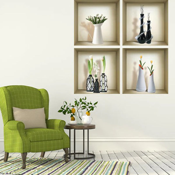 Homeroots Set Of Four Ari Faux 3d Peel And Stick Wall Decals – Transform Your Space With Stylish Illusions!  Vinyl 565406