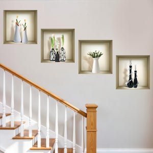 Homeroots Set Of Four Jay Faux Niche 3d Peel And Stick Wall Decals  Vinyl 565407