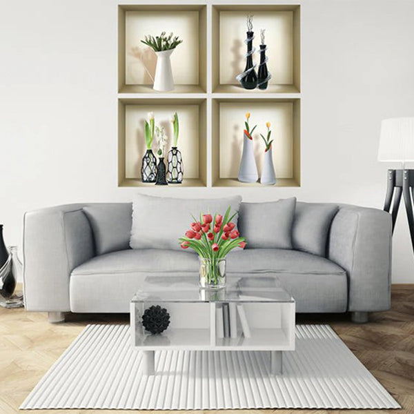 Homeroots Set Of Four Jay Faux Niche 3d Peel And Stick Wall Decals  Vinyl 565407