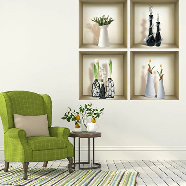 Homeroots Set Of Four Jay Faux Niche 3d Peel And Stick Wall Decals  Vinyl 565407