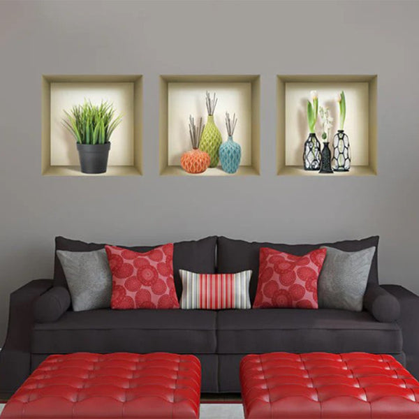 Homeroots Set Of Three Joy Faux Niche 3d Wall Decals - Easy Peel And Stick Art For Stunning Home Decor  Vinyl 565412