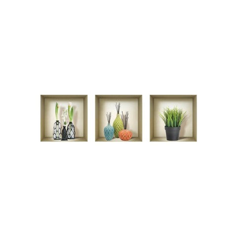Homeroots Set Of Three Joy Faux Niche 3d Wall Decals - Easy Peel And Stick Art For Stunning Home Decor  Vinyl 565412